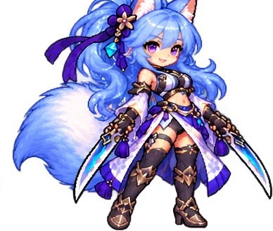 Sprite de combate da Fae com duas lâminas
