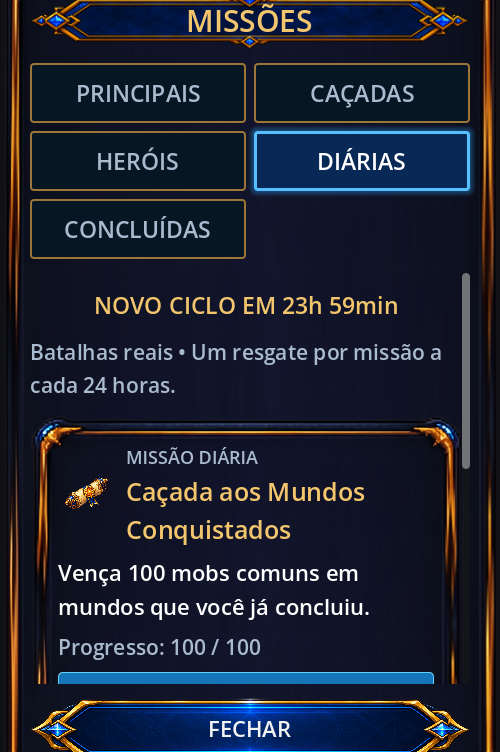 Missões diárias